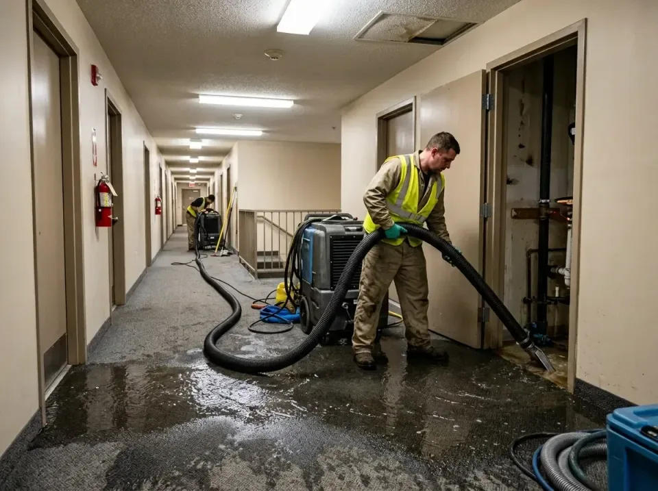 multi-unit-apartment-hallway-f-005 — frequently asked questions, Emergency Burst Pipe Water Extraction & Removal in Blanches…
